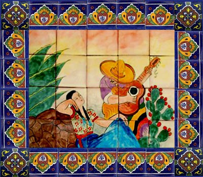 painted kitchen tile mural from Mexico