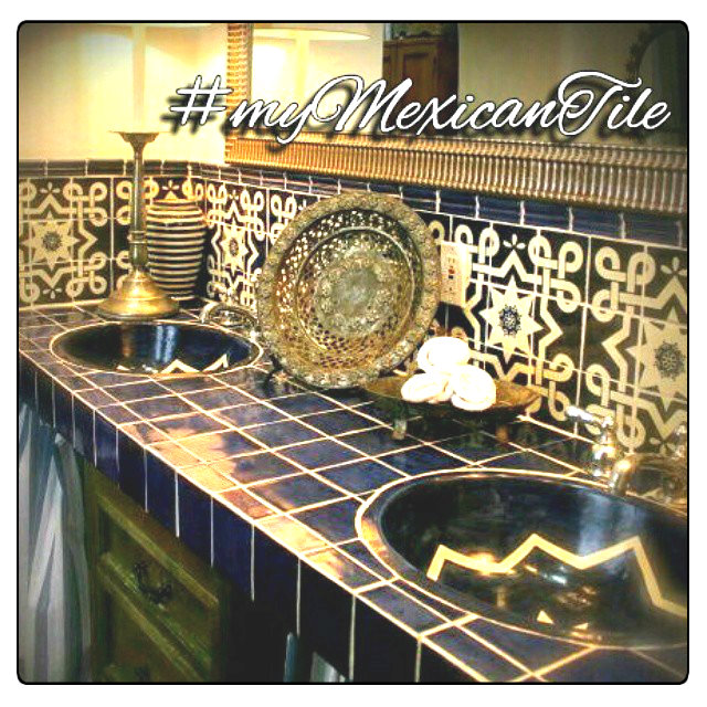 Mexican pattern talavera tiles in a bathroom