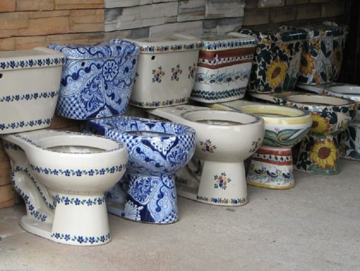 painted mexican toilet for a bathroom