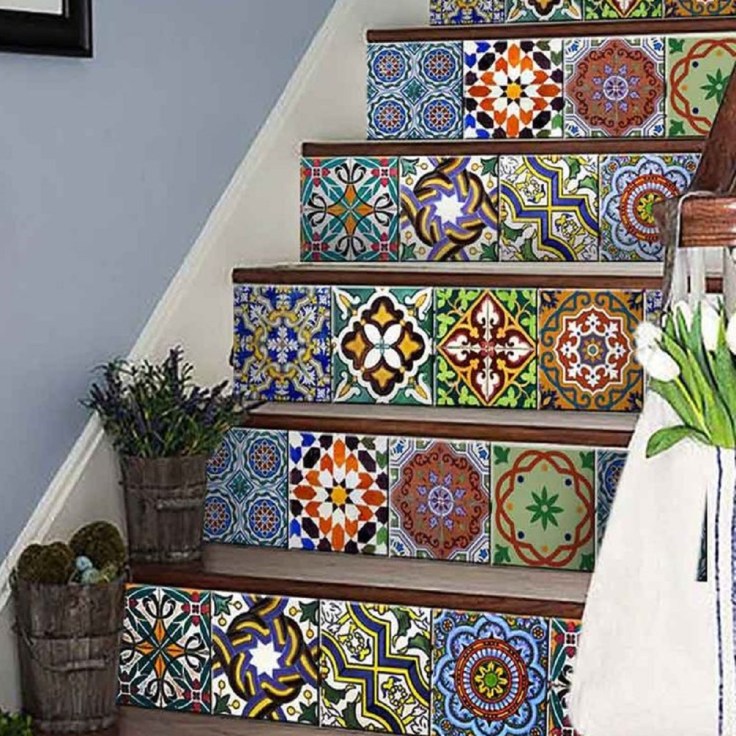 high relief tile stair risers