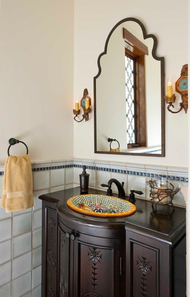 round mexican talavera tile bathroom sink